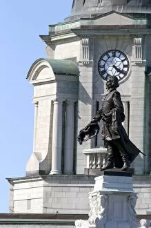 Statue of Samuel Champlain in Quebec City, Quebec, Canada. canada, canadian