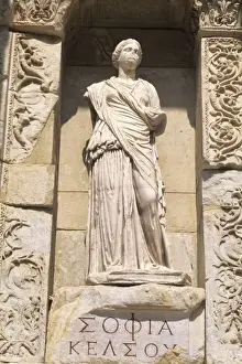 Remain Prints: Statue in wall ancient historical at wonderful ruins of Ephesus Turkey