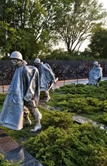 Images Dated 2027: Statues in platoon at new Korean War Veterans Memorial with bronze statues on Mall in Washington DC