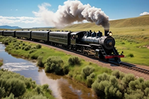 Ai Generated Prints: Steam engine train. (AI Generated)