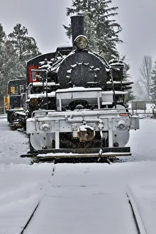 Prints of Steam engine train on tracks in town of Snoqualmie, Washington State Images Dated 2017 December: Steam engine train on tracks in town of Snoqualmie, Washington State