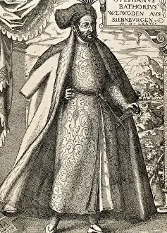Beard Prints: Stephen I Bathory (1533-1586). King of Poland (1575-1586). Engraving