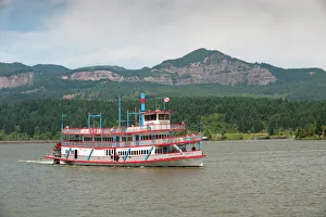 Ship Prints: The sternwheeler Columbia Gorge on the Columbia River at the town of Cascade Locks