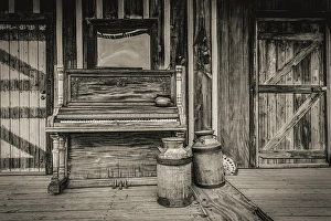 Rustic Prints: Still-life with decrepit piano in old town, Arizona, USA