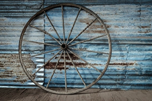 Rustic Prints: Still-life on a ranch. Wagon wheel
