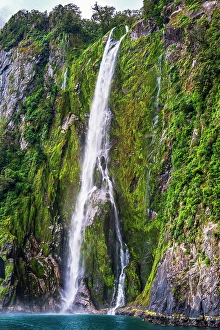 Verdant Prints: Stirling Falls, Milford Sound, Fiordland National Park, South Island, New Zealand