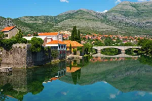 Trebinje Prints: Stone bridge and old town by Trebisnjica River, Trebinje, Bosnia and Herzegovina
