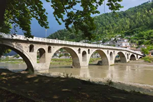 Albania Prints: Stone bridge over River Osum, Berat, Albania