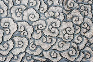 Shanghai Prints: Stone carving of cloud pattern, Shanghai, China