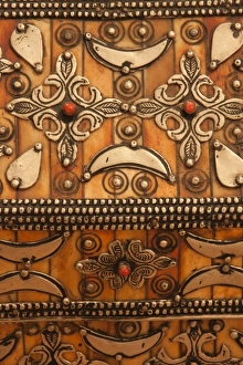 Metal Work Prints: Storage chest metalwork detail, Fes, Morocco
