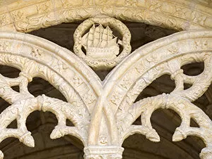 Architecture Collection: The two storied cloister, detail. Mosteiro dos Jeronimos (Jeronimos Monastery