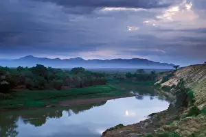 A stormy morning, with threatening clouds hanging in the air over the Omo River
