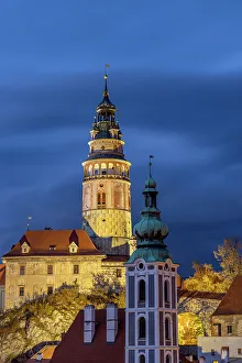Overview Prints: Stormy Skies over town of Cesky Krumlov in the Czech Republic