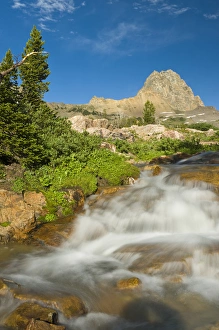 Images Dated 7th August 2010: Stream and Buck Mountain, Alaska Basin trail near Driggs