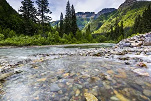 Images Dated 17th July 2016: Stream, Rocks, Rushing Water, Glacier National Park, Montana
