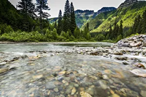 Images Dated 17th July 2016: Stream, Rocks, Rushing Water, Glacier National Park, Montana