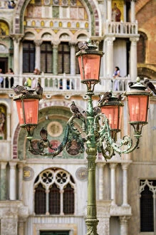 Europe Gallery: Street lamp at Basilica San Marco (Saint Marks Cathedral), Venice, Veneto, Italy