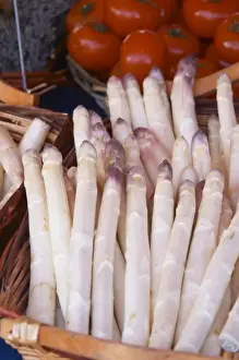 Outdoor Market Prints: Street market merchants stall with white violet asparagus Sanary Var Cote d Azur