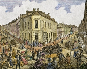 Contemporary Age Prints: Streets junction. New York 1829. United States. Engraving