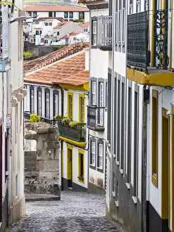 Architecture Collection: Streets of the old town with the famous facades. Capital Angra do Heroismo historic