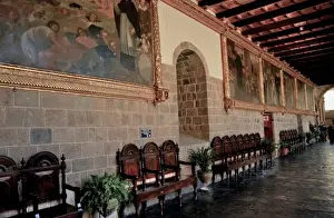 Cusco Prints: Stunning interior of the 17th century Dominican basilica in Cuzco, Peru
