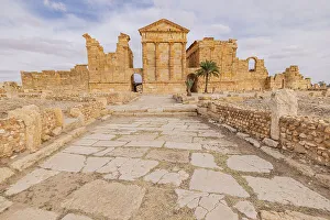 Roman Prints: Subaytilah, Kasserine, Tunisia. Capitoline temples at the Byzantine Roman ruins in Sbeitla