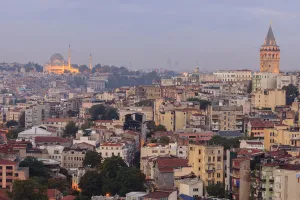 Istanbul Prints: Suleymaniye Mosque and Galata Tower. Istanbul. Turkey