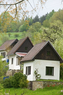 Cottage Prints: summer cottages, Czech Republic, Ceske Krumlov, World Heritage Site