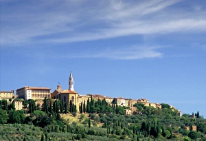 Olive Prints: Summer morning on the Tuscan hilltown of Pienza, Italy