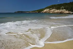 Relaxed Prints: Summer surf on Sand Beach in Maines Acadia National Park. Mount Desert Island
