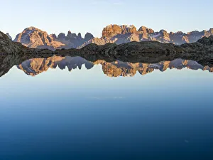Northern Italy Prints: The summits of Brenta mountain range are reflected in Lago Nero