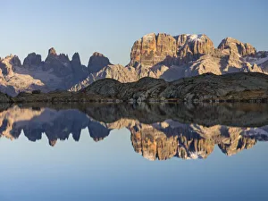 Images Dated 9th November 2020: The summits of Brenta mountain range are reflected in Lago Nero