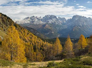 Images Dated 9th November 2020: The summits of Brenta mountain range towering above Madonna di Campiglio