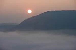 Simple Prints: The sun rises above fog on the Connecticut River as seen from South Sugarloaf Mountain