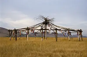Spiritual Prints: Sundance lodge constructed for the annual renewal ceremony held in the summer months