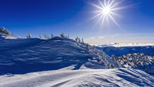 Cloudy Prints: Sunflair over the Sierra from Mammoth Mountain Ski Area, Mammoth Lakes, California, USA
