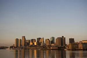 Images Dated 29th August 2007: Sunrise on the Boston skyline from East Boston, Boston, Massachusetts