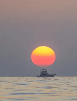 Fishing Boat Prints: Sunrise, Fishing Boat near Maui, Hawaii, USA