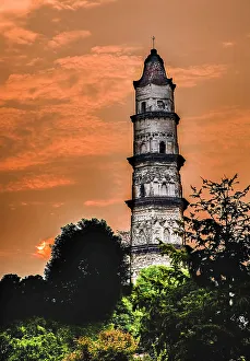 Tall Prints: Sunrise Great Mercy Pagoda, Shaoxing