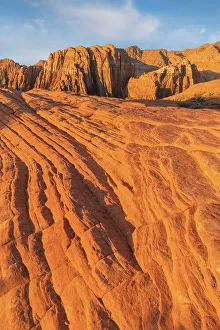 Illuminated Prints: Sunrise on Petrified Dunes slickrock formations, Snow Canyon State Park, Utah