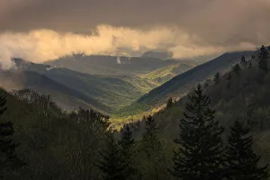 Verdant Prints: Sunrise view of Oconaluftee Valley, Great Smoky Mountains National Park, North Carolina