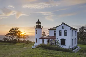 Sunset at Admiralty Head Lighthouse, Fort Casey State Park on Whidbey Island, Washington State