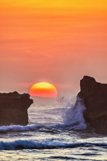 Crashing Prints: Sunset in Bali, Indonesia, a tropical paradise