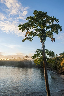 Scenics Prints: Sunset over the beach of Safe Landing resort, Nacula island, Yasawas, Fiji, South Pacific