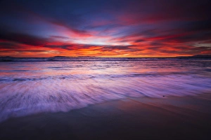 Edge Prints: Sunset over the Channel Islands from San Buenaventura State Beach, Ventura, California