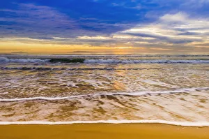 Sunset over the Channel Islands from San Buenaventura State Beach, Ventura, California, USA