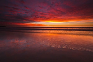 Edge Prints: Sunset over the Channel Islands from Ventura State Beach, Ventura, California USA