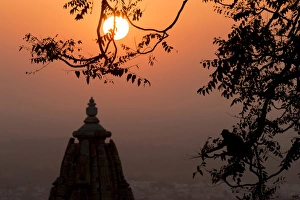 South Asia Prints: Sunset. Chittaurgarh Citadel. 6th century. Rajasthan. India