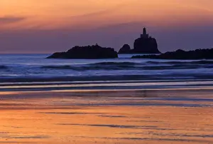 Pacific Coast Prints: Sunset colors over Tillamook light house north Oregon coast