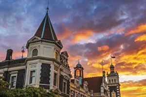 Images Dated 22nd June 2021: Sunset over the Dunedin Railway Station, Dunedin, South Island
